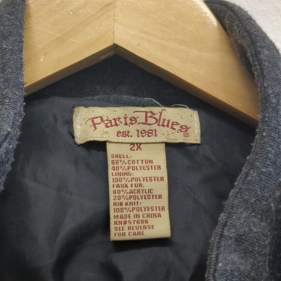 Paris Blues Black Coat with lined Hood size 2X - Picture 2 of 6